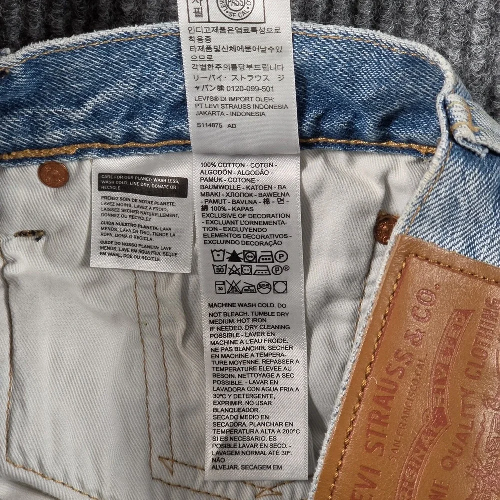 Levis 501 Original Fit Light Blue Distressed Patchwork Boro Jeans 28x30 NWT Mens